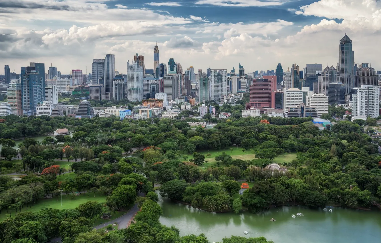 Photo wallpaper trees, the city, lake, Thailand, Bangkok, Thailand, Bangkok