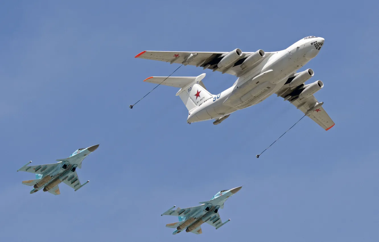 Photo wallpaper flight, fighter, bomber, Su-34, tanker aircraft, Il-78