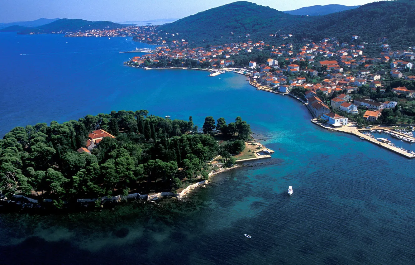 Photo wallpaper sea, Islands, Croatia, Adriatica, the island of Ugljan, the town of Preko