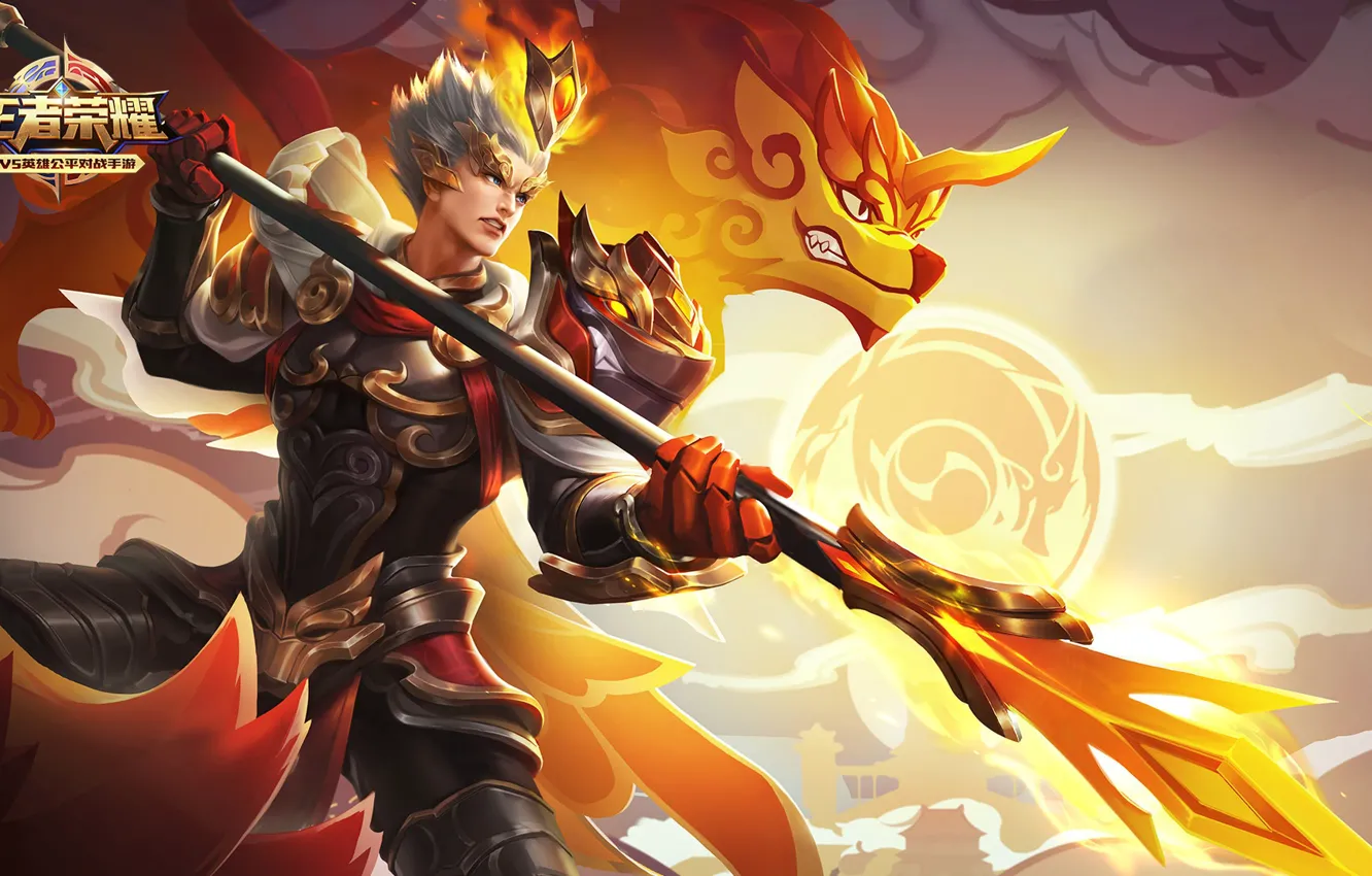 Photo wallpaper the game, spear, guy, King of Glory