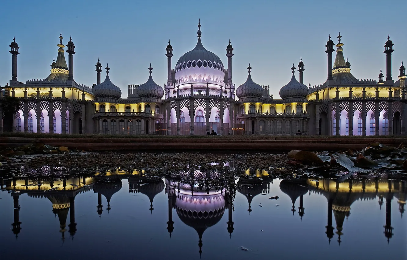 Photo wallpaper lights, reflection, England, Brighton, The Royal pavilion, Sussex