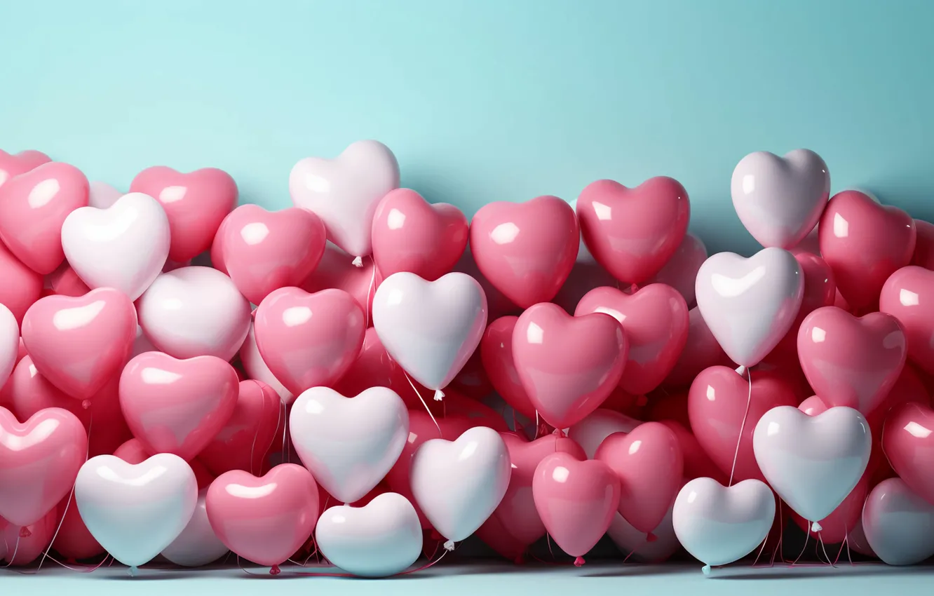 Photo wallpaper love, balloons, holiday, heart, Shine, hearts, air, pink
