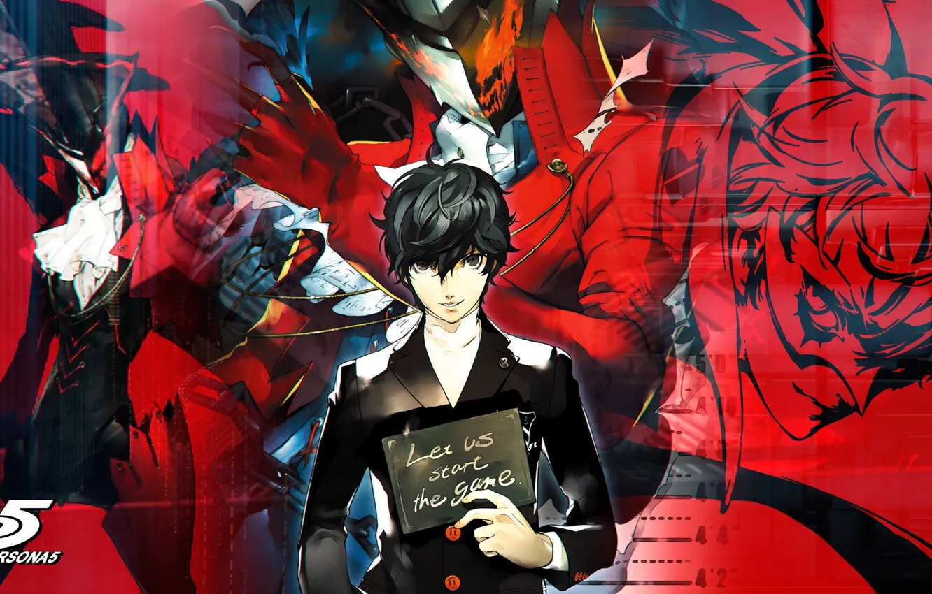 Photo wallpaper plate, guy, art, shin megami tensei, protagonist, Person 5
