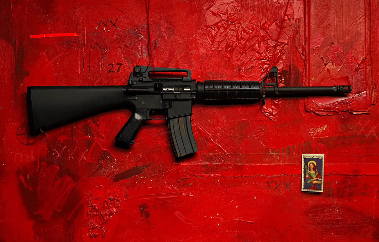Photo wallpaper background, wall, assault rifle, icon