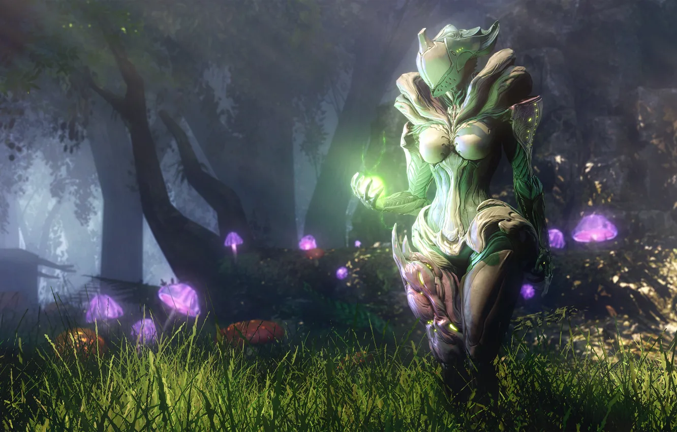 Photo wallpaper forest, girl, magic, mushrooms, art, Warframe