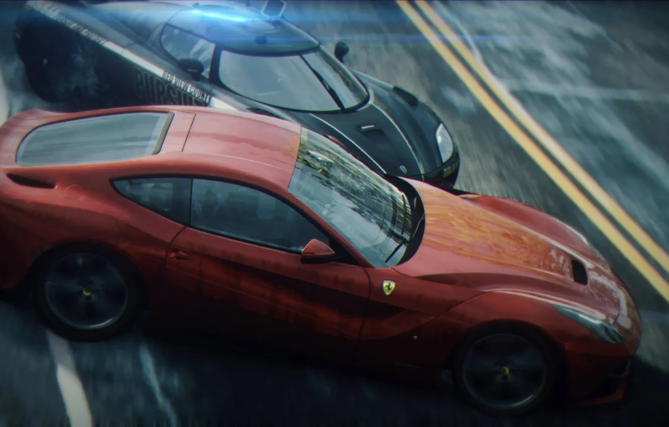 Photo wallpaper chase, Koenigsegg, Skid, Ferrari, sports car, view, Need for Speed Rivals