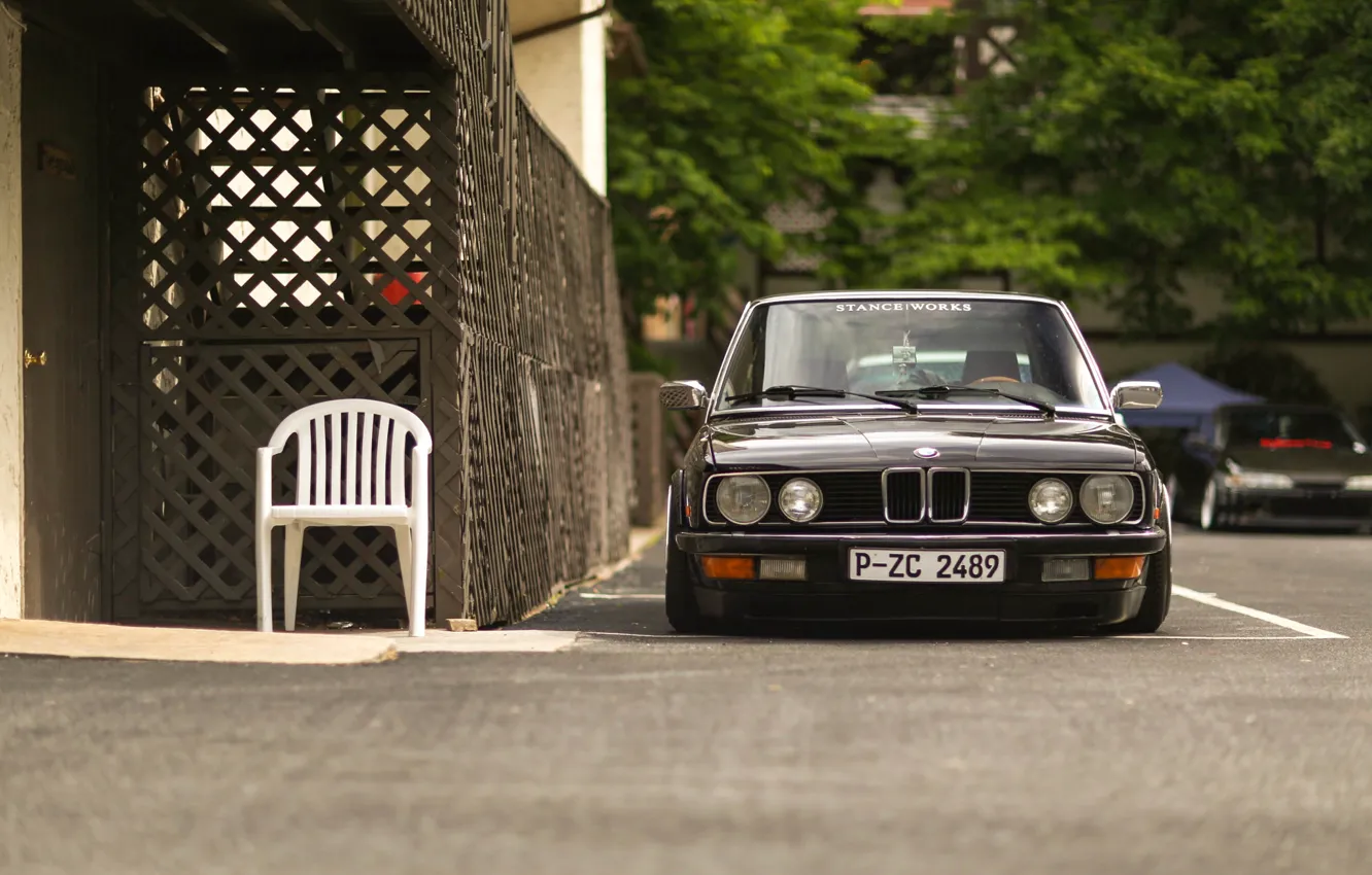 Photo wallpaper bmw, black, stance, e28