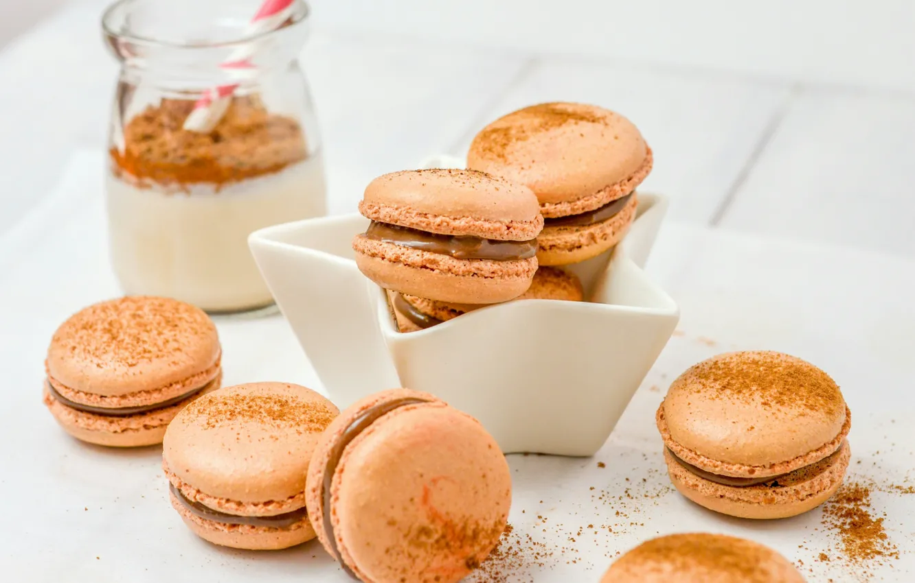 Photo wallpaper chocolate, cookies, cream, dessert, macaroon