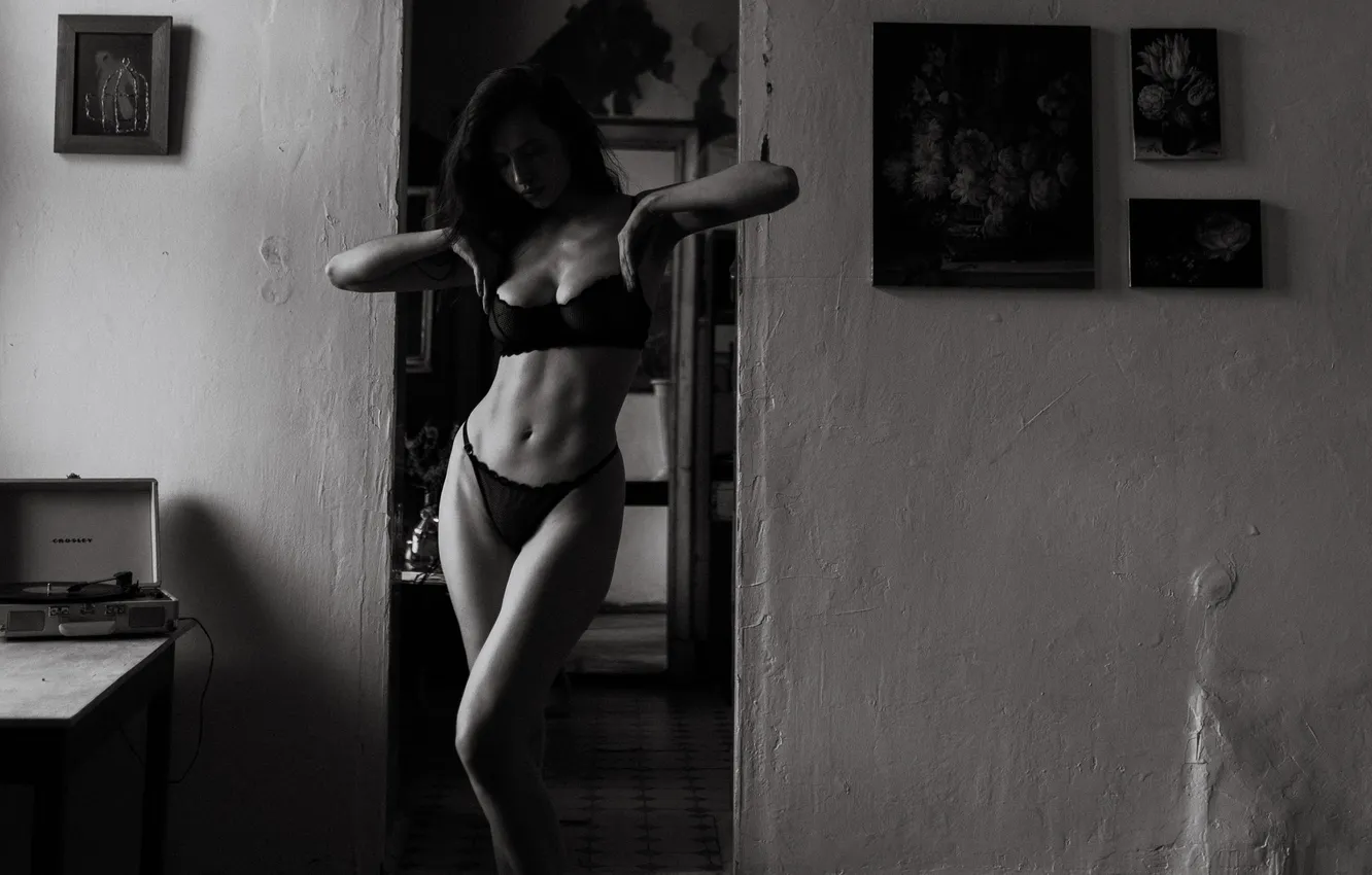 Photo wallpaper girl, sexy, lingerie, cleavage, hot girl, eyes, smile, beautiful