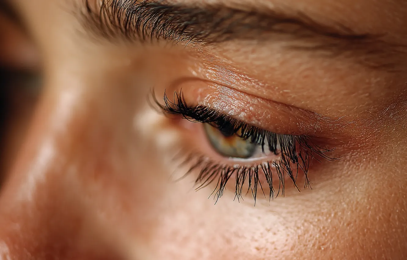 Photo wallpaper eyes, neural network, look, girl, AI art, eyelashes