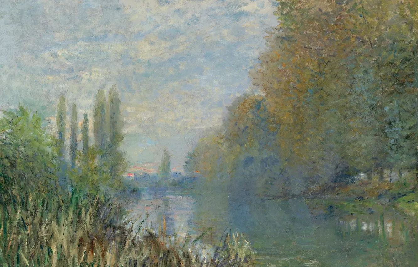 Photo wallpaper landscape, nature, picture, Claude Monet, Claude Monet, The Banks Of The Seine In Autumn