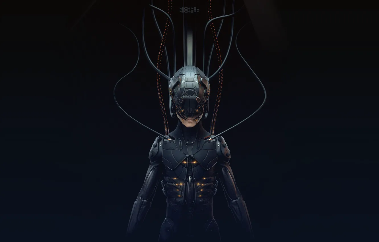 Photo wallpaper Robot, Fiction, Cyborg, Concept Art, Cyberpunk, 2077, by MICHAEL MICHERA, MICHAEL MICHERA