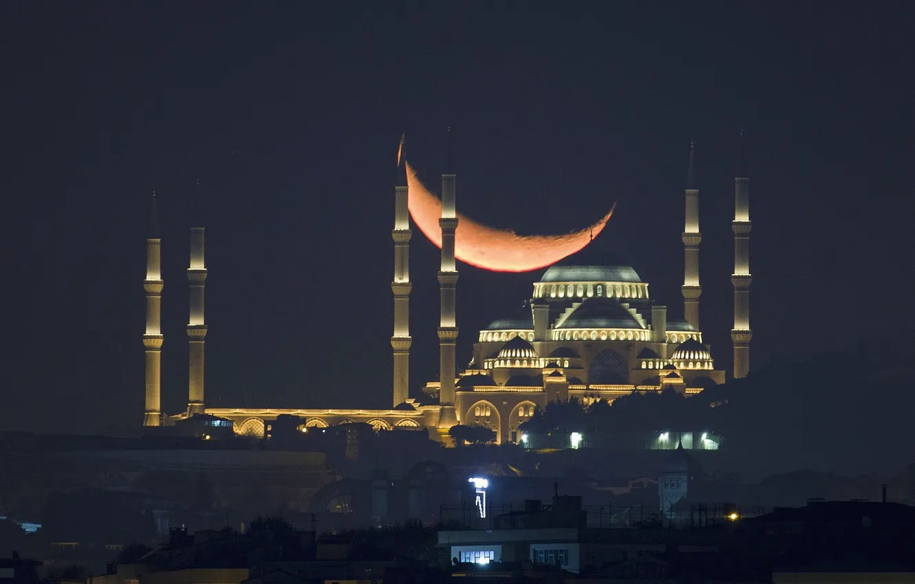 Photo wallpaper Istanbul, Turkey, mosque, Crescent moon