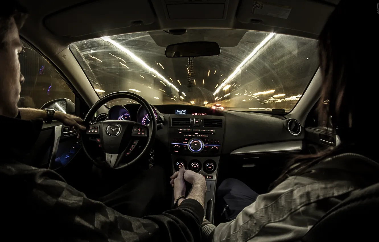 Photo wallpaper road, pair, Mazda, love, cars, women