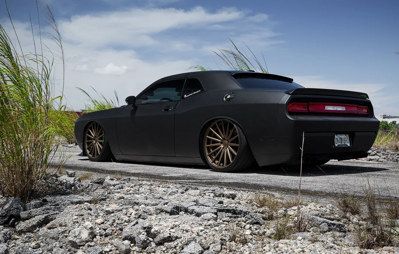 Photo wallpaper car, black, tuning, Matt, Dodge, SRT8, Challenger, rechange