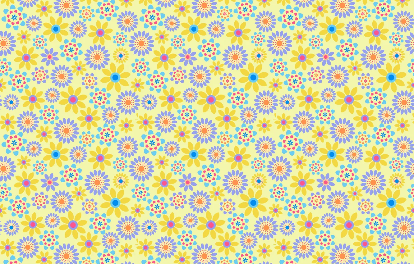 Photo wallpaper circles, flowers, pattern