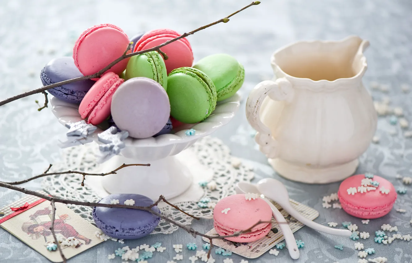 Photo wallpaper branches, dessert, pasta