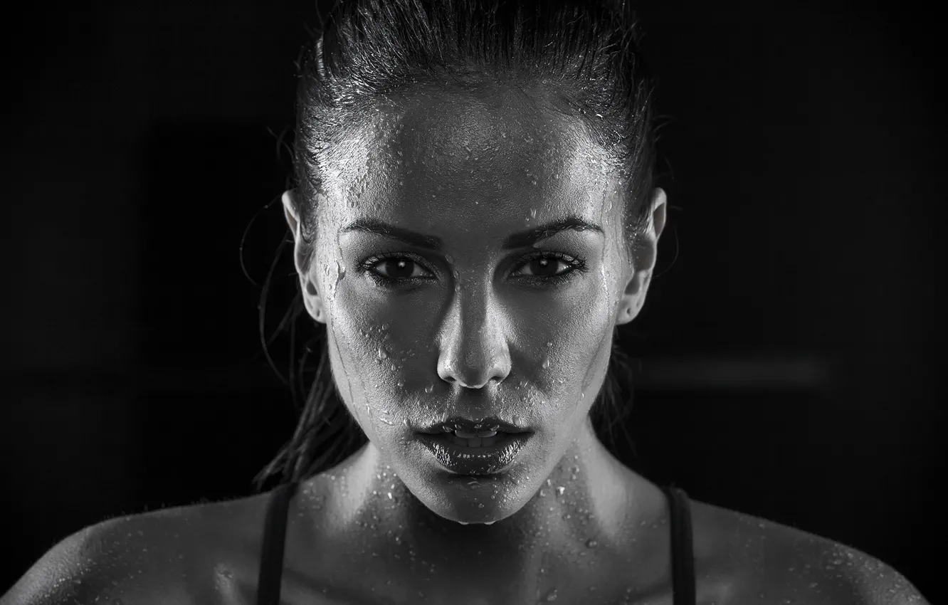 Photo wallpaper brunette, Melissa Riso, Perspiration, female athlete