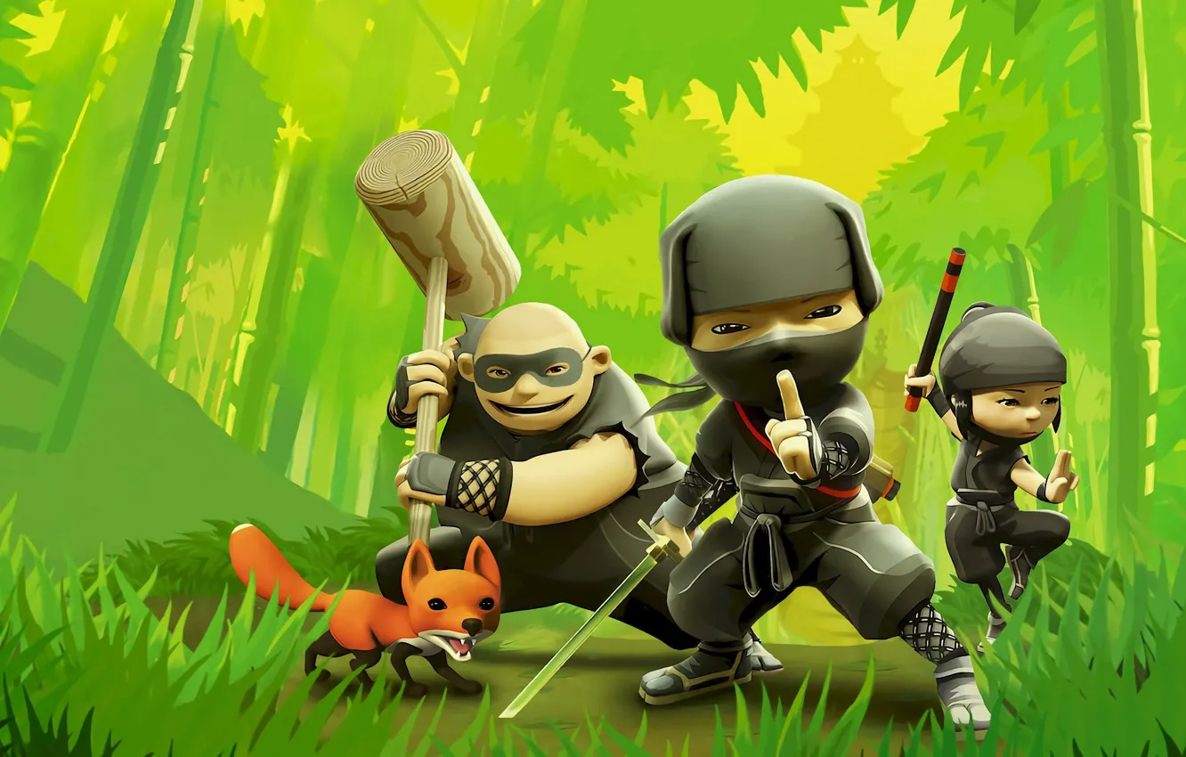 Photo wallpaper the game, ninja, adventure, IO Interactive, Mini Ninjas, Hiro, Futo, Suzume