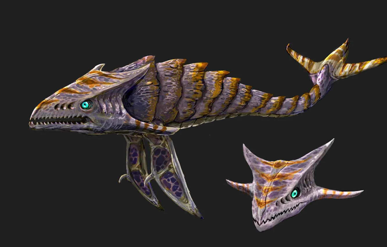 Photo wallpaper art, Subnautica, Bone shark