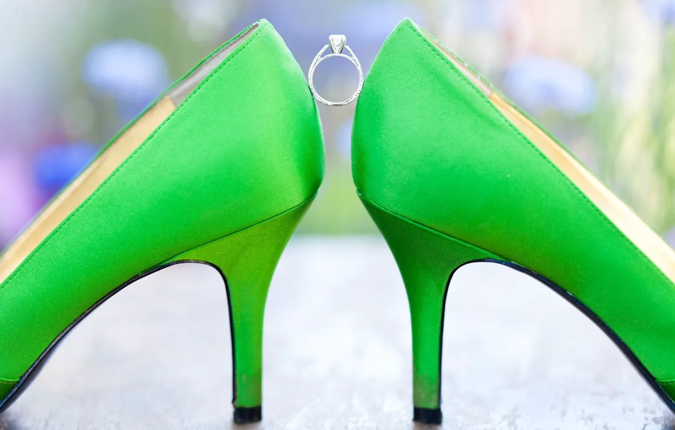Photo wallpaper green, ring, shoes, wedding