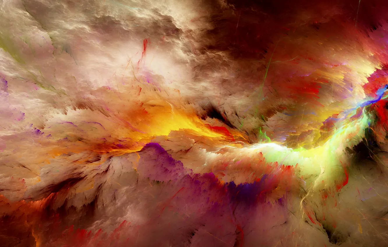 Photo wallpaper clouds, line, squirt, yellow, red, abstraction, color, divorce