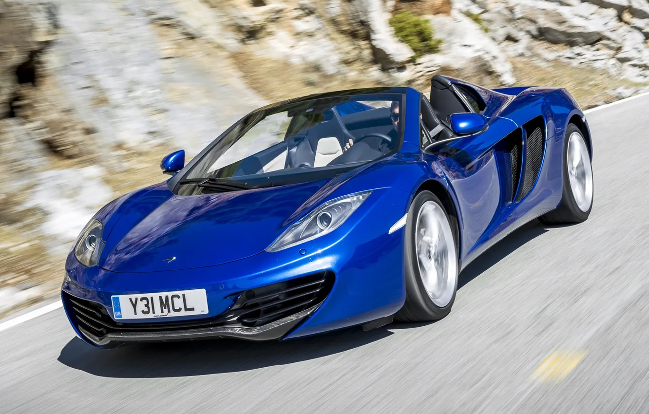 Photo wallpaper blue, car, Spyder, McLaren, McLaren MP4-12C, MP4-12C