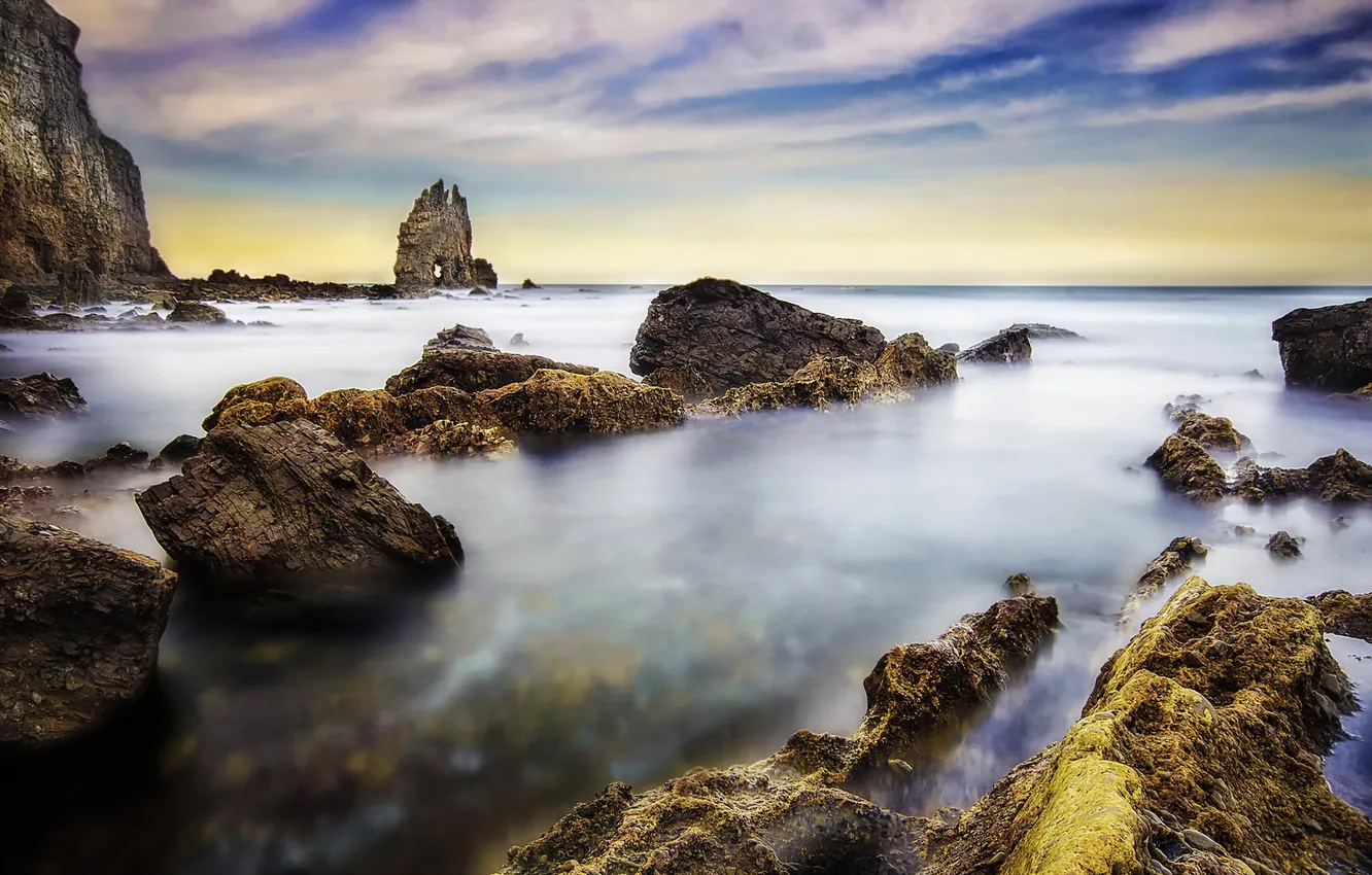 Photo wallpaper sea, landscape, nature, rocks