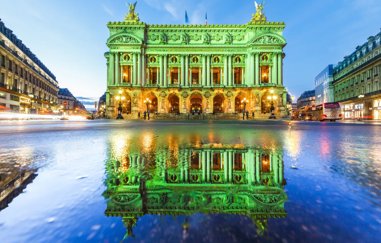 Photo wallpaper the sky, reflection, France, Paris, area, Opera