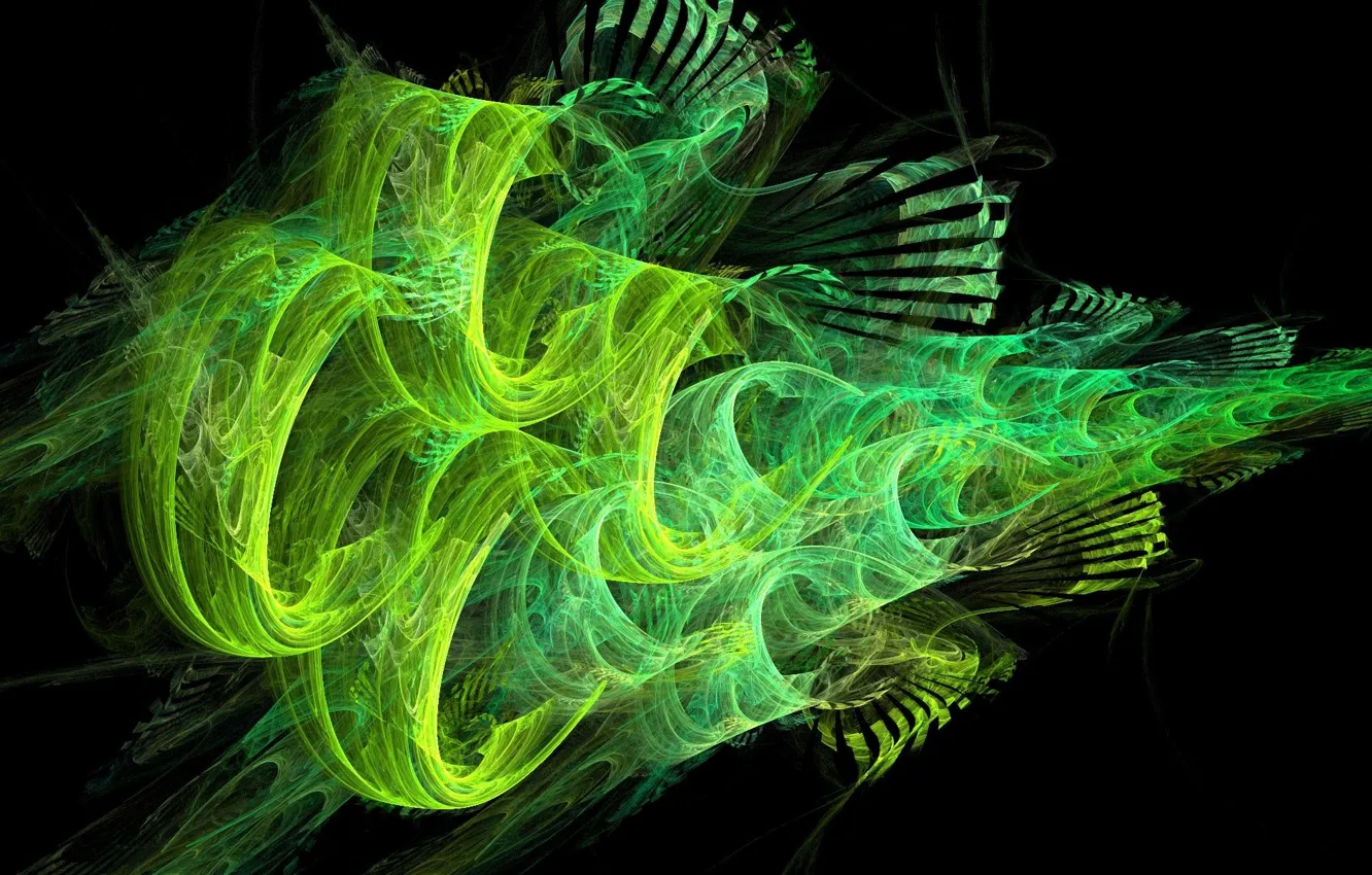 Photo wallpaper line, green, background, black, smoke