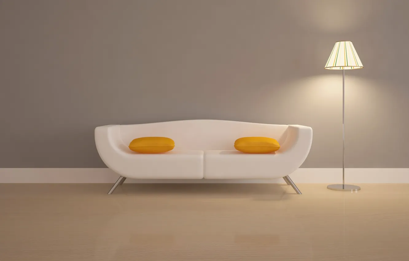 Photo wallpaper sofa, Wallpaper, lamp, pillow, scrambled eggs, floor lamp