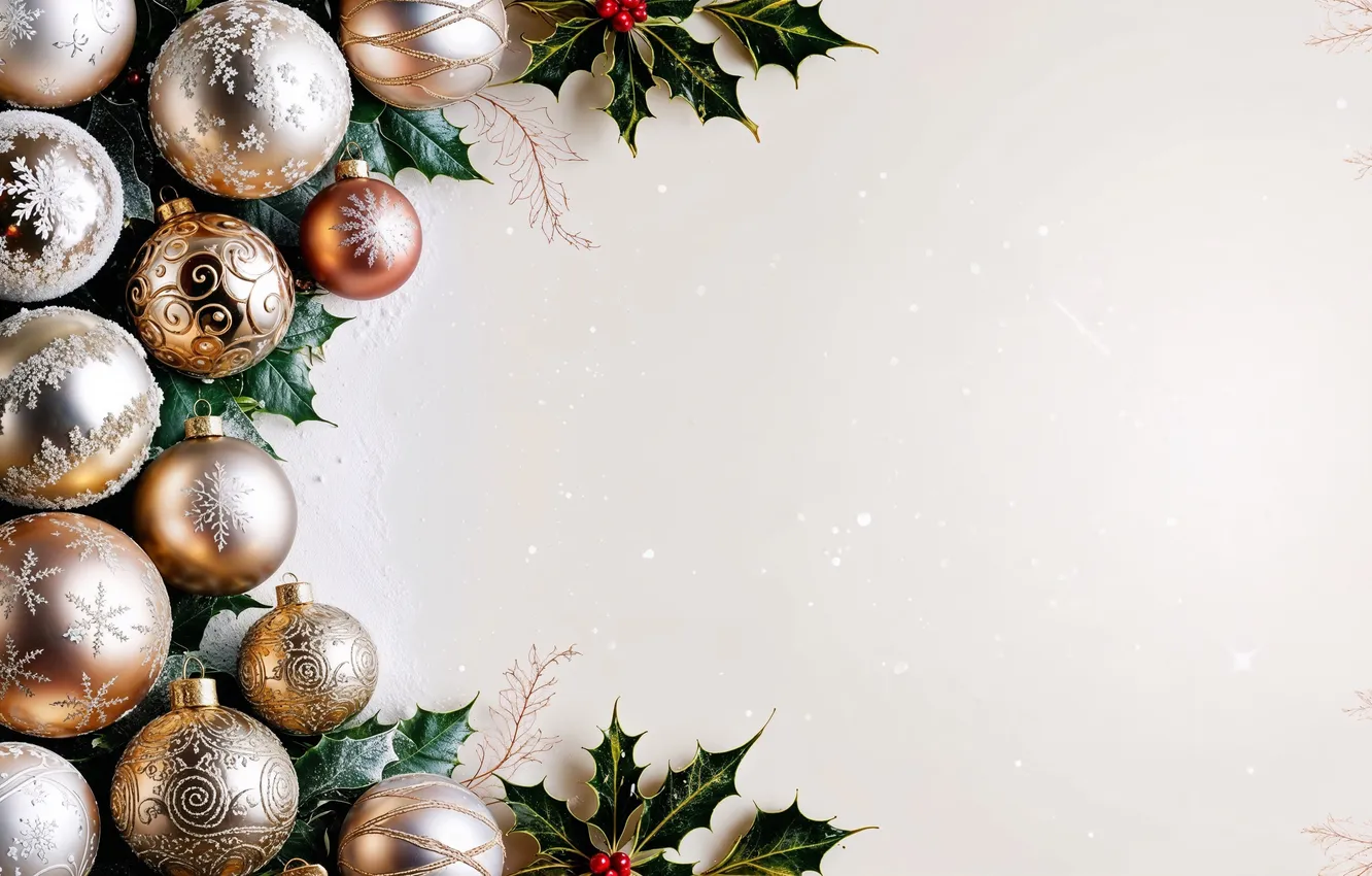 Photo wallpaper balls, new year, Christmas