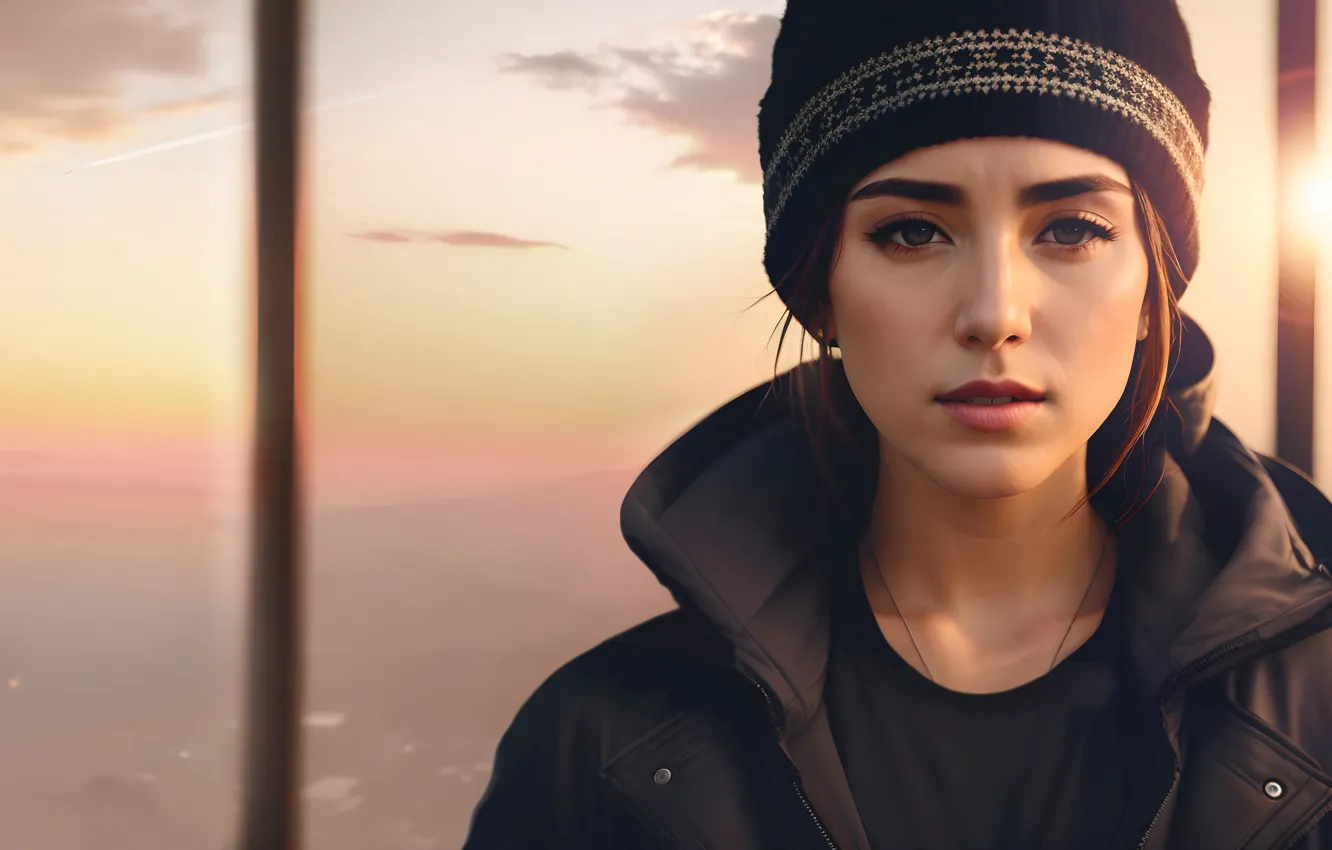 Photo wallpaper look, girl, face, hat, portrait, Vladimir Kirilin