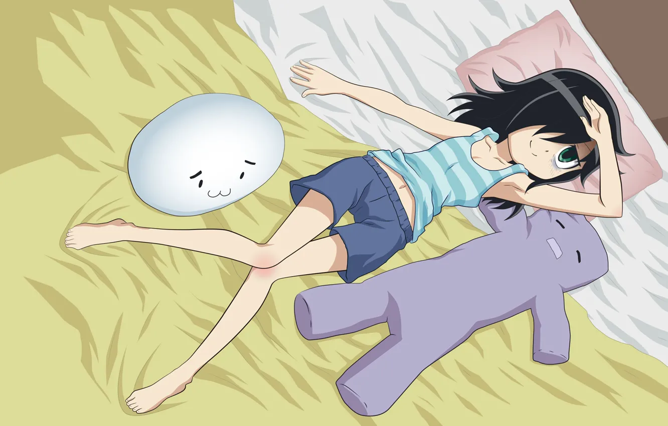 Photo wallpaper girl, toys, shorts, bed, Mike, WataMote, They will meet the ga mote kris no of …