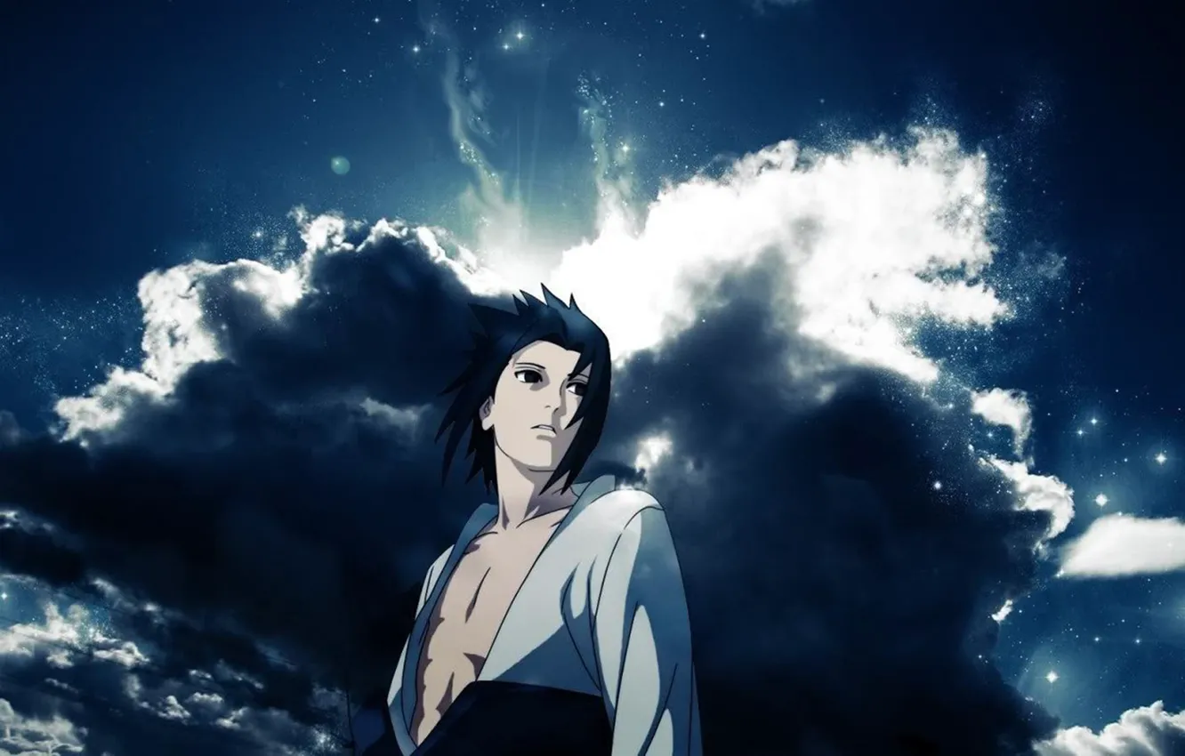 Photo wallpaper clouds, naruto, Anime, Naruto, Uchiha, sasuke uchiha