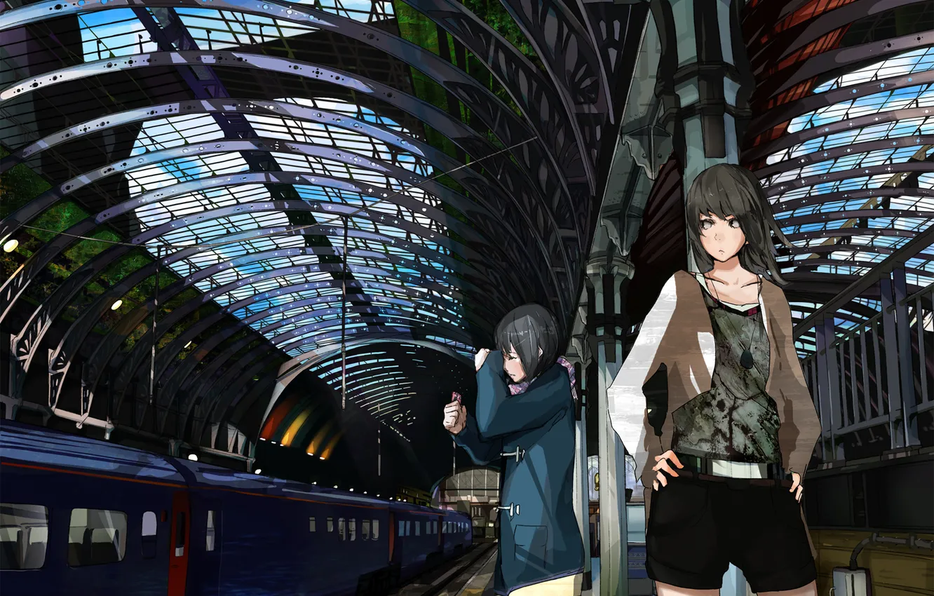 Photo wallpaper station, train, station, tears, waiting, Train station