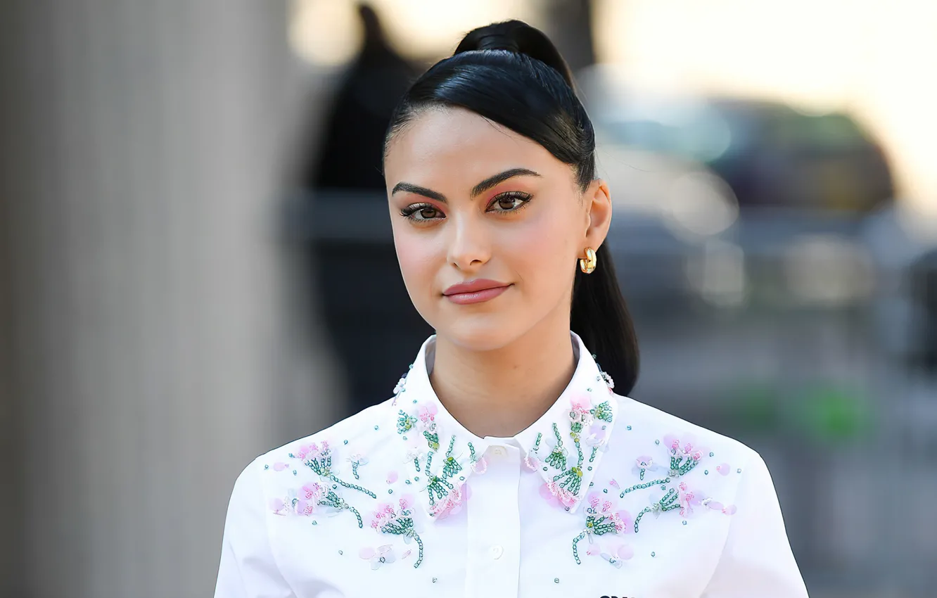 Photo wallpaper look, girl, face, lips, blouse, Camila Mendes