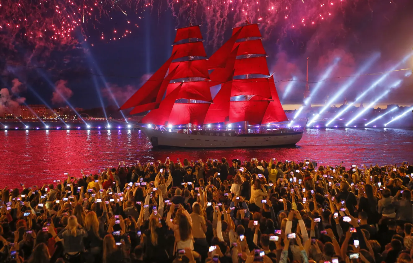 Photo wallpaper Russia, brig, festival, Scarlet sails