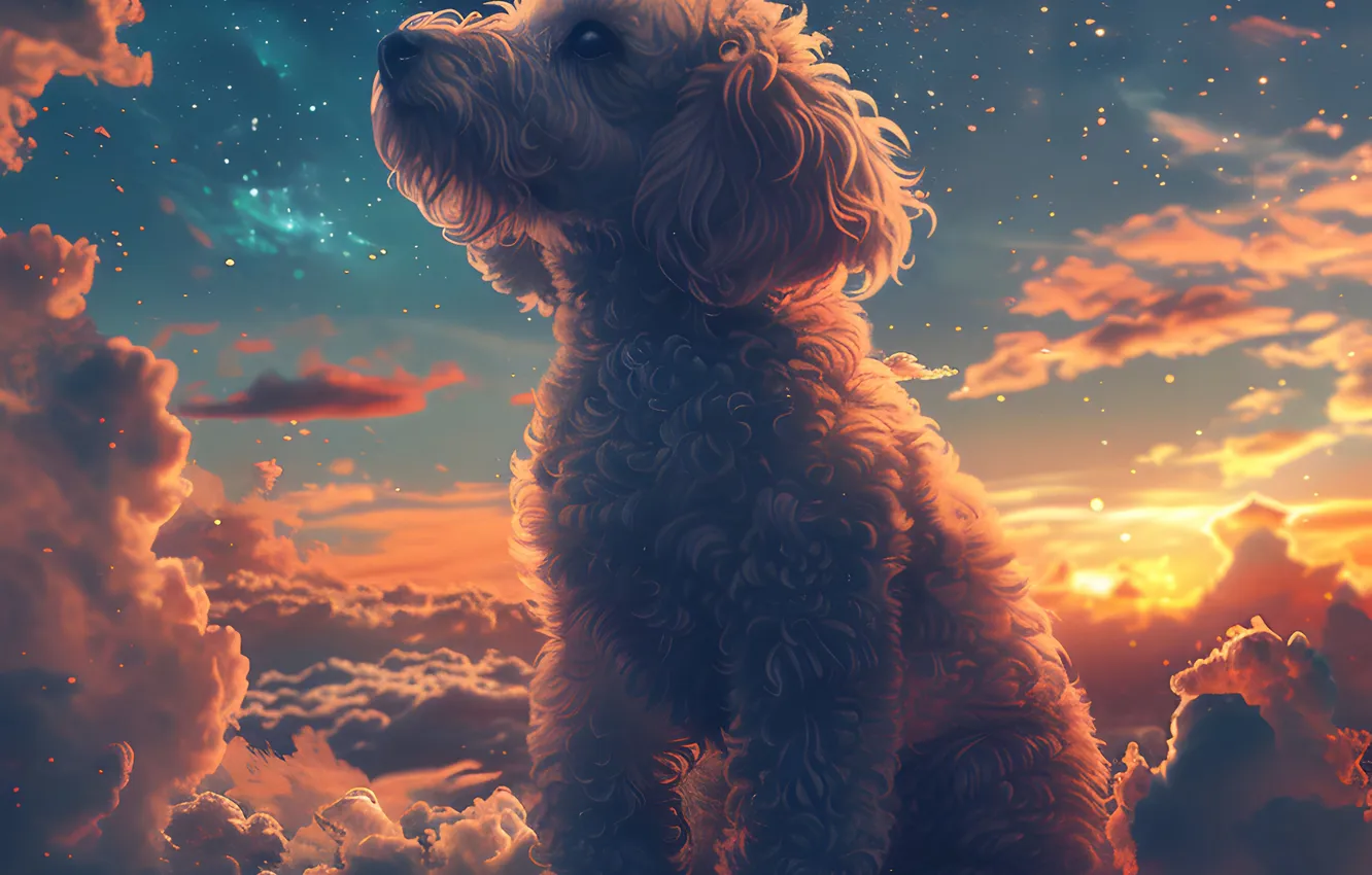 Photo wallpaper dog, digital art, AI art, The Art of Artificial Intelligence, Dwarf Poodle, neural network