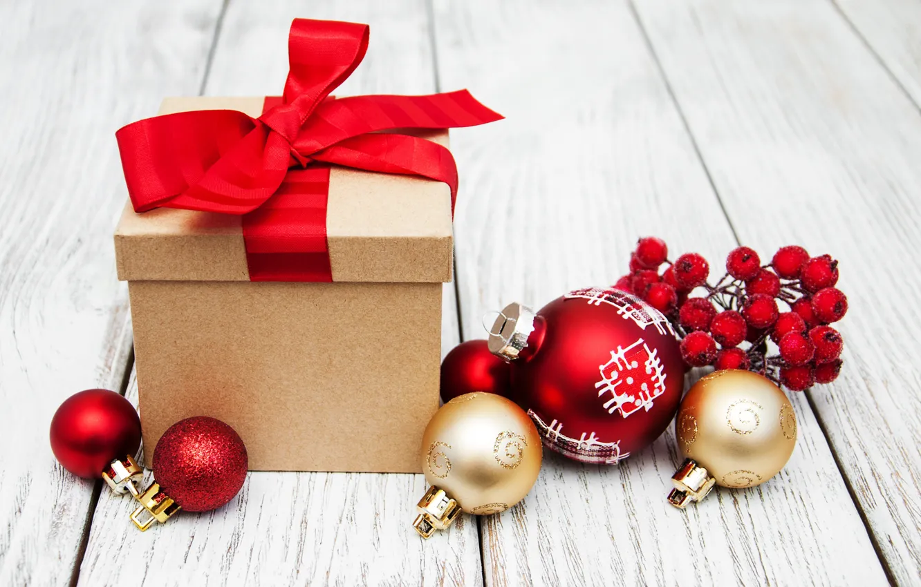 Photo wallpaper decoration, gift, balls, new year, Christmas, Christmas, balls, decoration