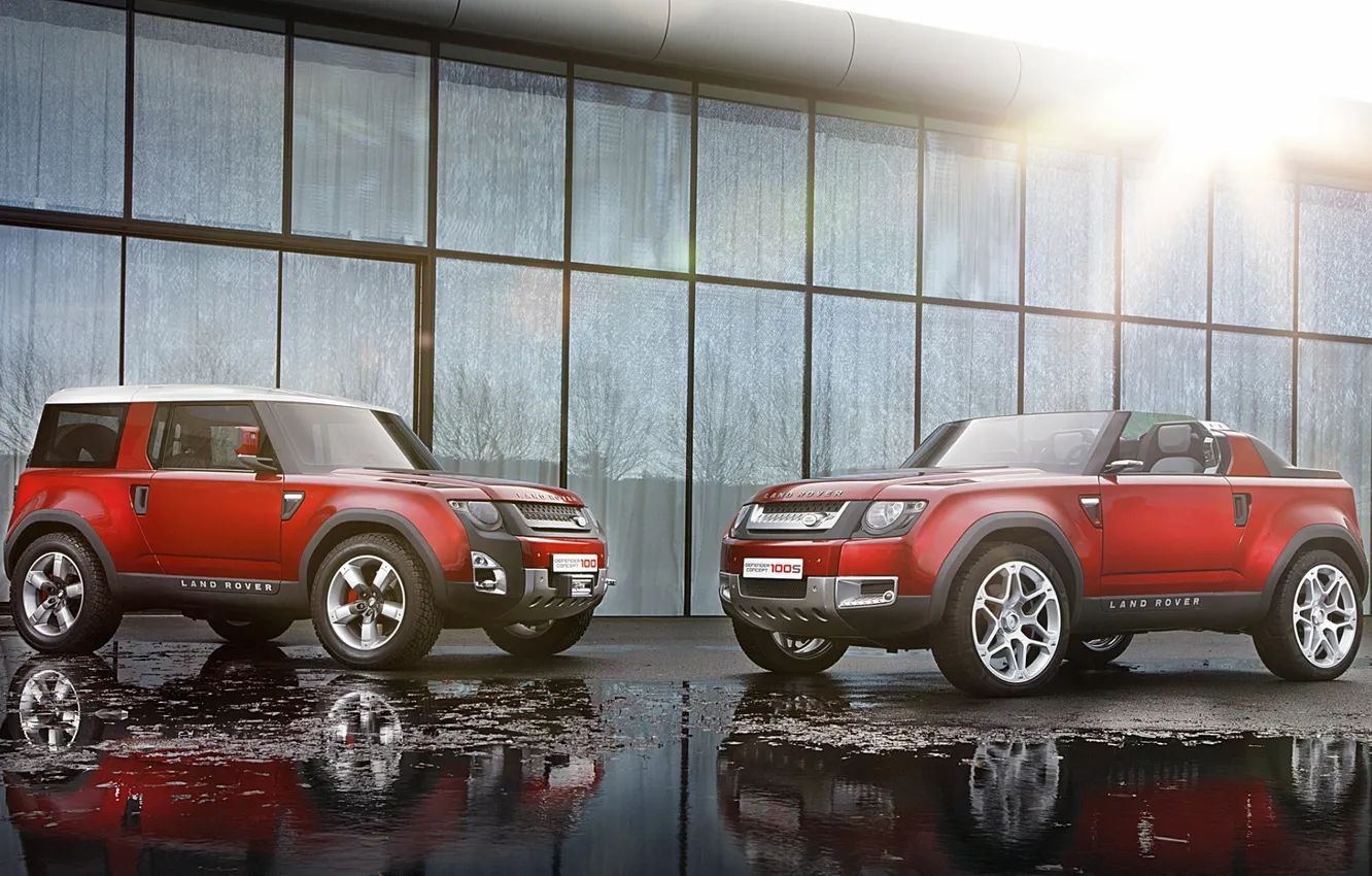 Photo wallpaper Concept, the sun, red, sport, puddle, the concept, sport, Land Rover