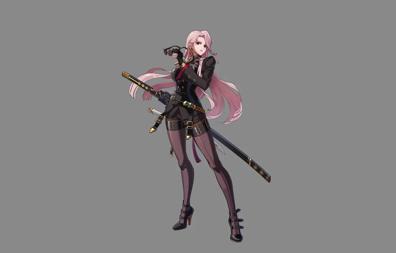 Photo wallpaper girl, background, form, grey background, dungeon and fighter