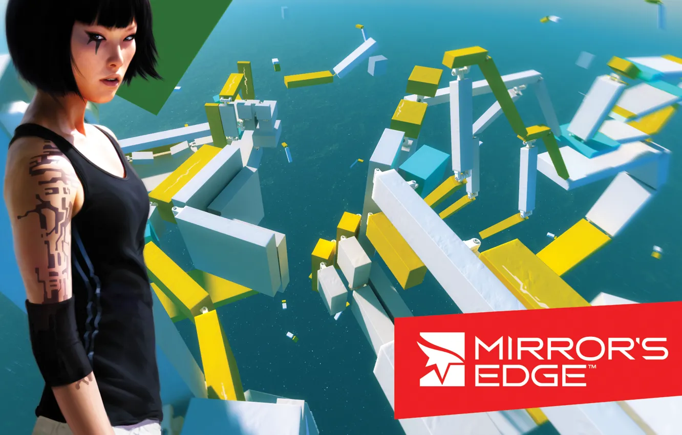 Photo wallpaper eyes, water, girl, tattoo, Mirror's Edge