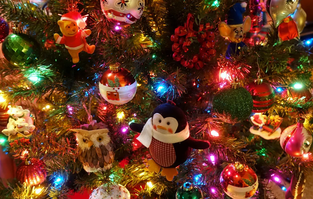 Photo wallpaper decoration, toys, Christmas, New year, tree