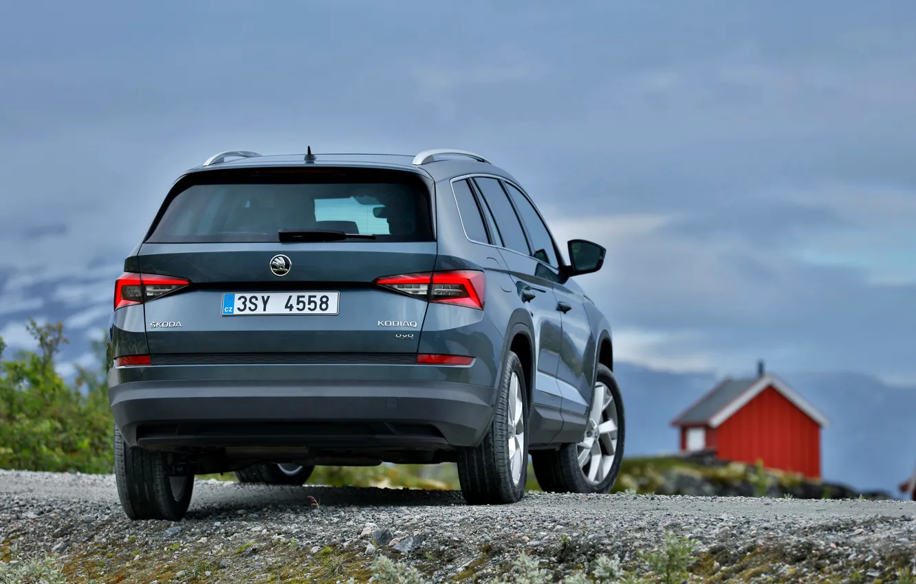 Photo wallpaper road, rear view, SUV, Skoda, Skoda, 2016, Kodiaq