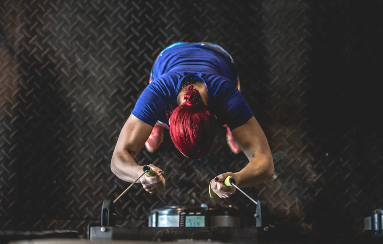 Photo wallpaper redhead, pose, fitness, training