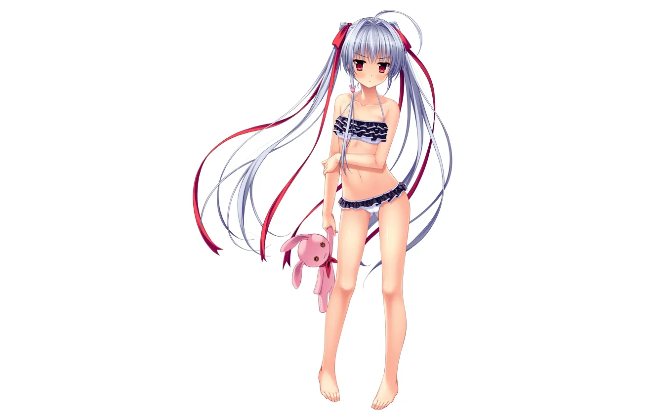 Photo wallpaper girl, sexy, long hair, legs, anime, beautiful, twintails, red eyes