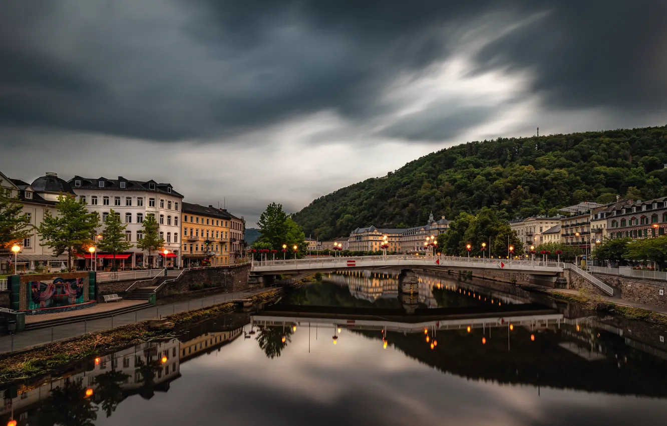 Photo wallpaper the city, building, Germany, pond, Bad Ems