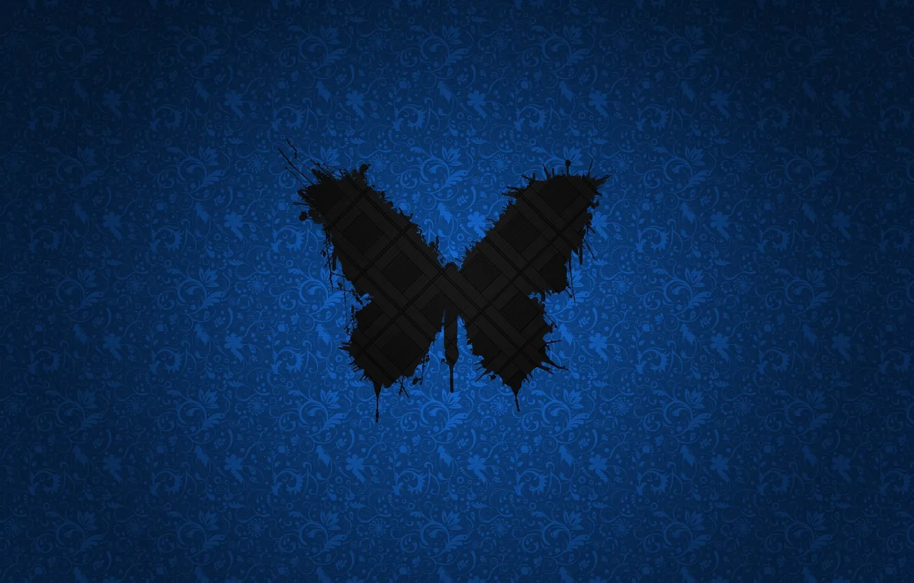 Photo wallpaper black, blue, butterfly