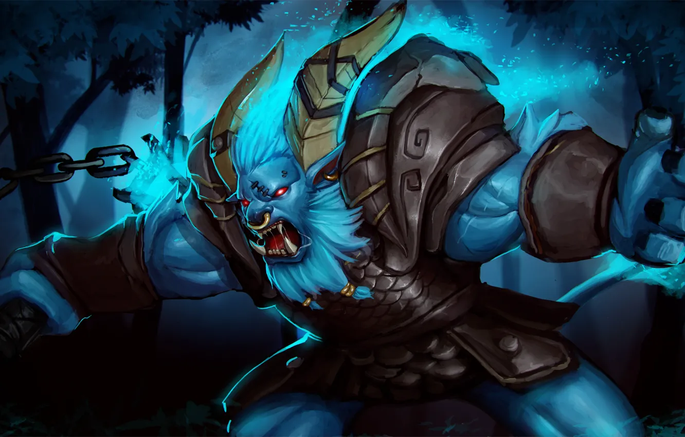 Photo wallpaper art, rage, chain, horns, bull, dota 2, Spirit Breaker, Barathrum